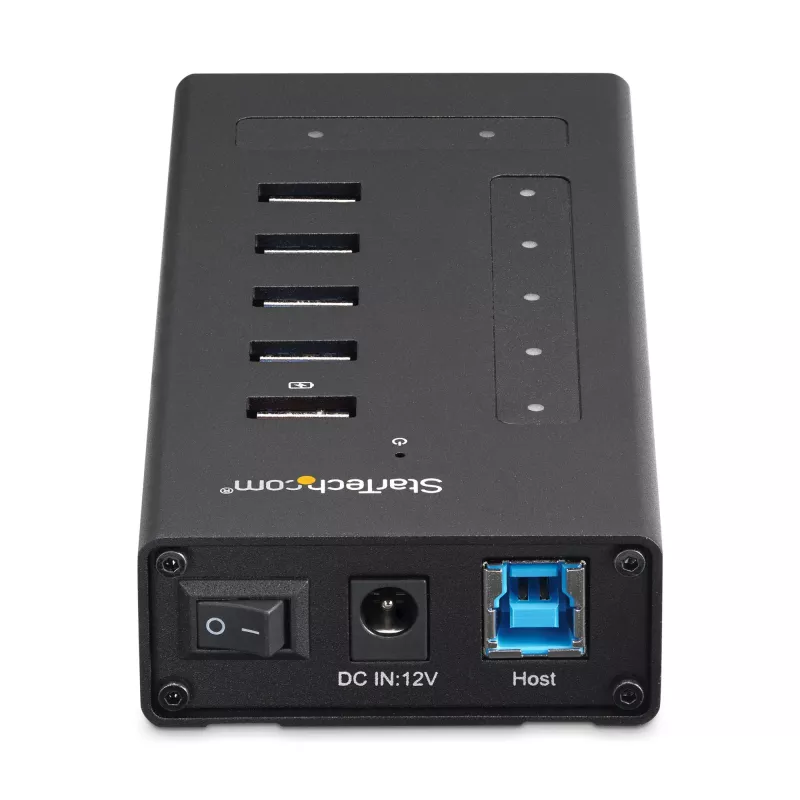 StarTech.com HB30C5A2CST hub USB 3.0 a 7 porte, da USB-C a 5x USB-A e 2x USB-C, porta di ricarica rapida, industriale, in metallo