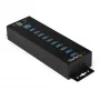 StarTech.com hub USB 3.0 a 10 porte con alimentatore - hub USB-A industriale in metallo con protezione ESD e da sovratensione 350 W – montaggio su guida DIN/parete/tavolo – hub High-Speed USB 3.2 Gen 1 (5 Gbit/s)