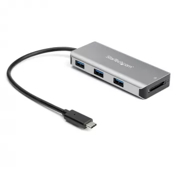 StarTech.com hub USB-C a 3 porte da 10 Gbit/s con lettore di schede SD – 3x USB-A e 1x slot SD – hub adattatore USB 3.1/3.2 Gen 2 Type-C portatile – hub per laptop – alimentato dal bus – compatibile Thunderbolt 3