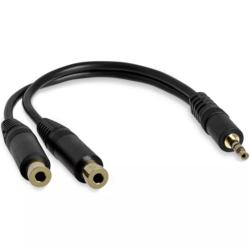 StarTech.com cavo splitter stereo da 15 cm – connettore maschio 3,5 mm a 2x connettore femmina 3,5 mm