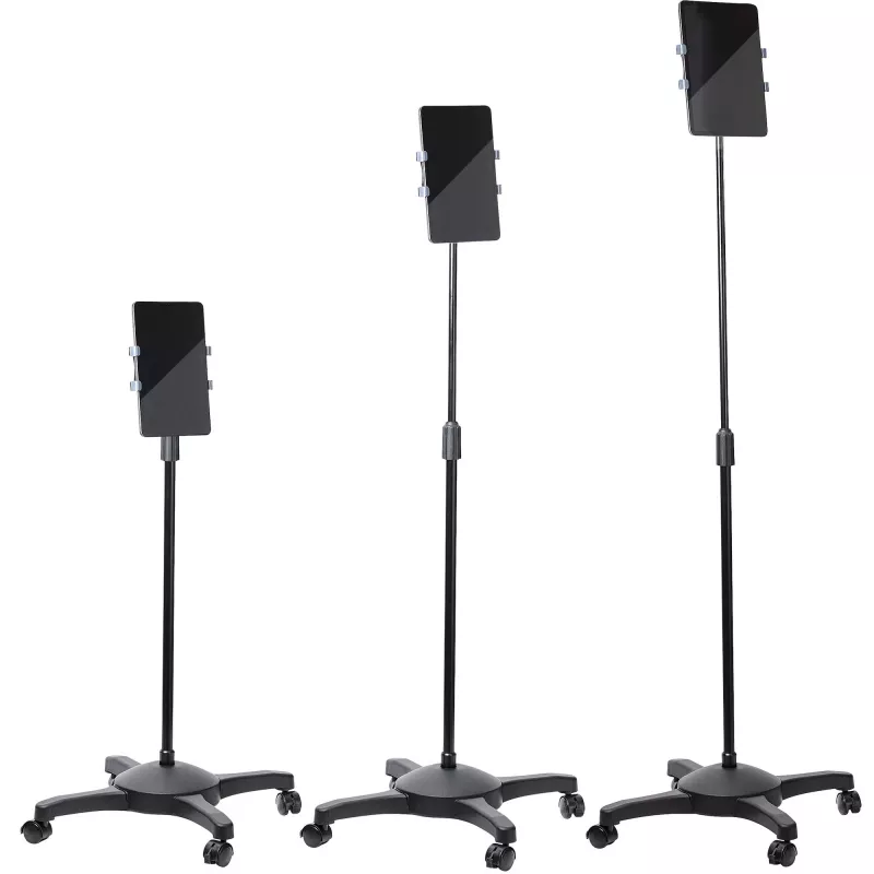 StarTech.com supporto mobile per tablet con ruote bloccabili – carrello regolabile in altezza – supporto universale mobile da pavimento per tablet da 7 a 11 pollici, supporto portatile per tablet con supporto rimovibile