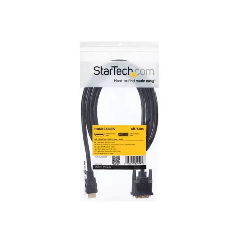 StarTech.com cavo HDMI a DVI-D da 6 ft - M/M, 1,8 m, HDMI, DVI-D, connettore maschio, connettore maschio, dritto