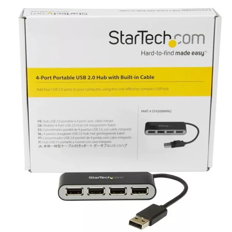 StarTech.com hub USB 2.0 portatile 4 porte con cavo integrato