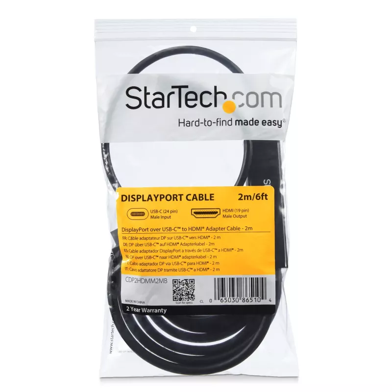 StarTech.com cavo USB C su HDMI 6ft (2m) - convertitore video USB Type-C su HDMI 4K 30Hz - cavo adattatore da USB-C DP Alt Mode a monitor HDMI - compatibile Thunderbolt