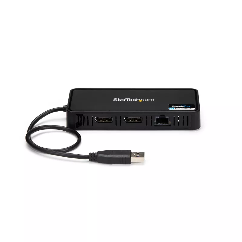 StarTech.com mini dock USB 3.0 – docking station USB-A dual monitor con video DisplayPort 4K 60Hz e Gigabit Ethernet – cavo da 30 cm – adattatore portatile per laptop USB 3.1 Gen 1 Type-A
