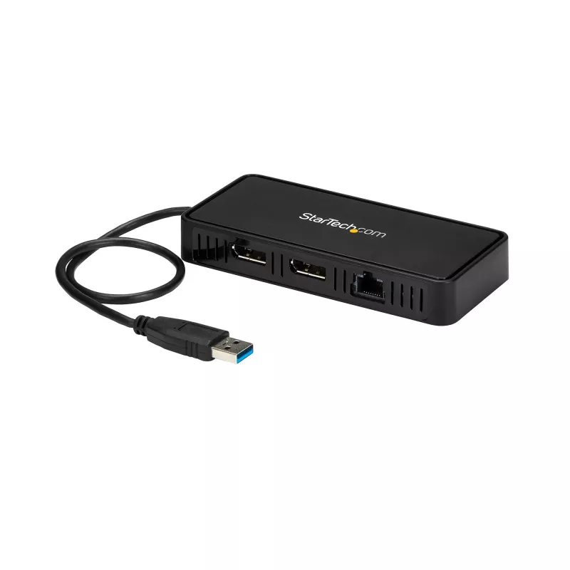 StarTech.com mini dock USB 3.0 – docking station USB-A dual monitor con video DisplayPort 4K 60Hz e Gigabit Ethernet – cavo da 30 cm – adattatore portatile per laptop USB 3.1 Gen 1 Type-A