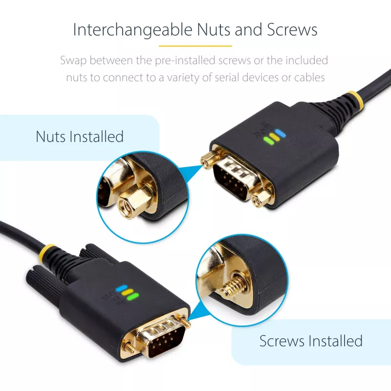 StarTech.com cavo adattatore da USB a seriale 3 m, mantenimento COM, viti/dadi sostituibili, da USB-A a DB9 RS232, IC FTDI, protezione ESD, Windows/macOS/Linux