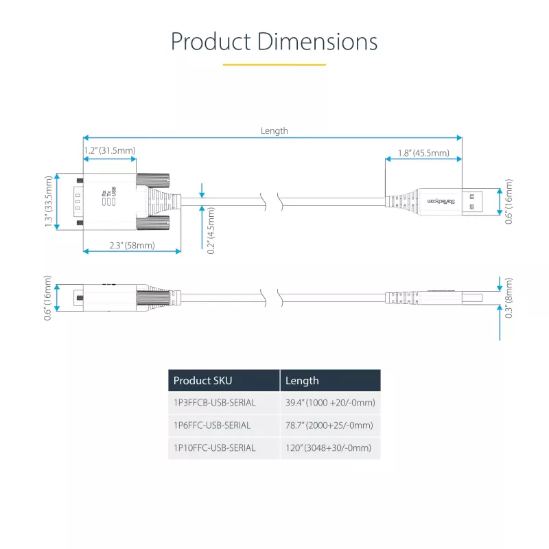StarTech.com cavo adattatore da USB a seriale 3 m, mantenimento COM, viti/dadi sostituibili, da USB-A a DB9 RS232, IC FTDI, protezione ESD, Windows/macOS/Linux