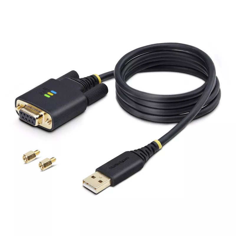 StarTech.com cavo adattatore seriale da USB a null modem 1 m, viti/dadi DB9 sostituibili, COM Retention, da USB-A a RS232, FTDI, protezione ESD livello 4, Windows/macOS/ChromeOS/Linux – costruzione robusta in TPE