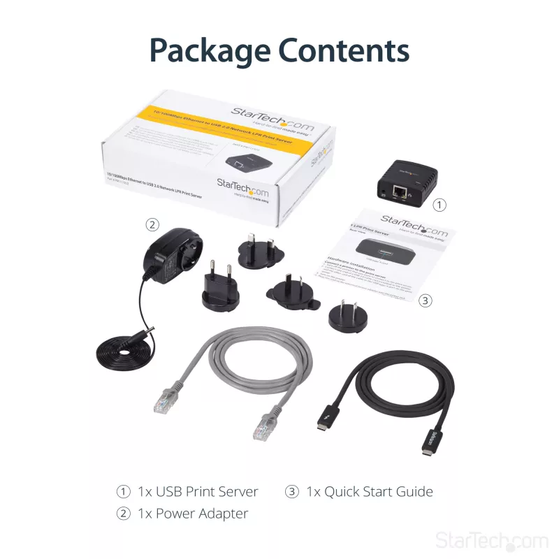 StarTech.com Server di stampa di rete 10/100Mbps Ethernet-USB 2.0 LPR
