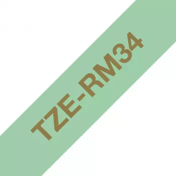 Brother TZE-RM34 nastro per etichettatura oro su verde menta