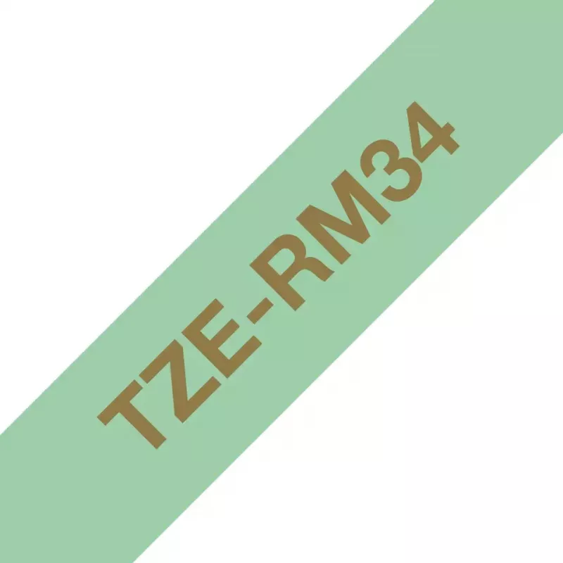 Brother TZE-RM34 nastro per etichettatura oro su verde menta