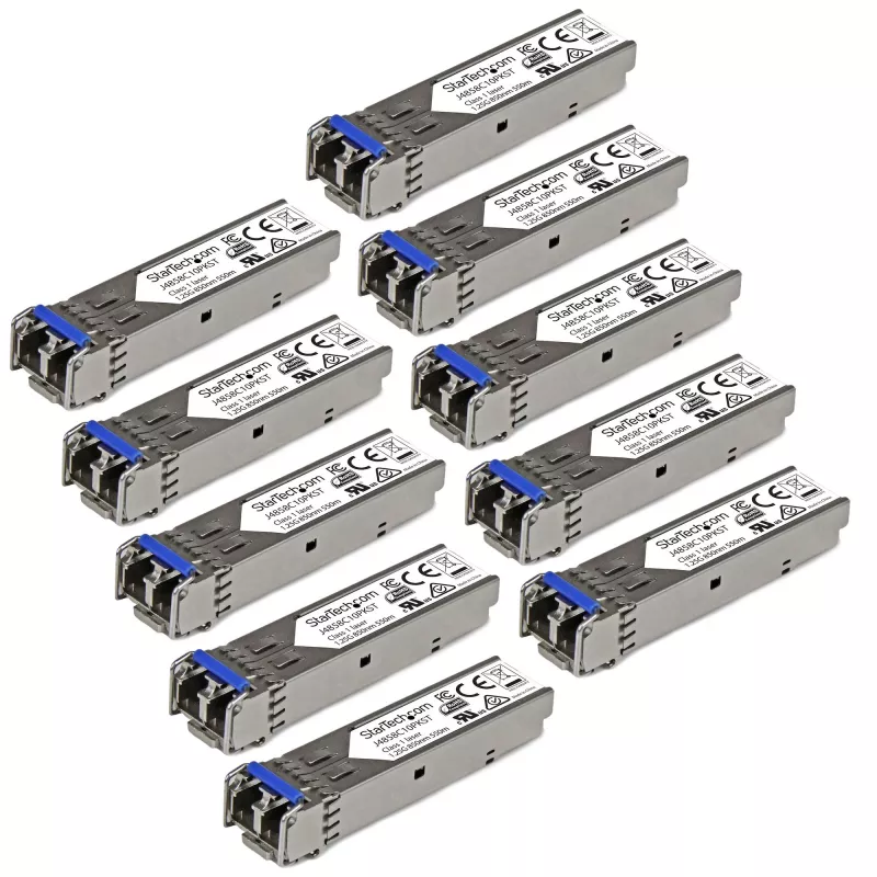 StarTech.com J4859C10PKST modulo transceiver SFP compatibile con HPE J4859C, 1000BASE-LX, Gigabit Ethernet, SM/MM LC, 10 km / 550 m, 1310 nm, DDM, confezione da 10