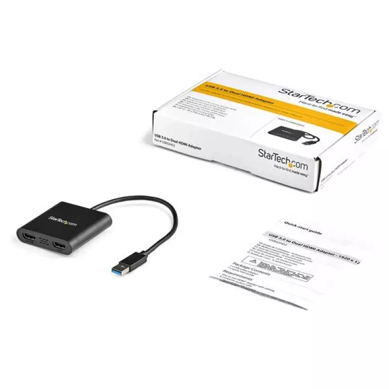 StarTech.com Adattatore USB 3.0 a doppio HDMI, convertitore USB a 2x monitor HDMI per Windows (nessun supporto per macOS/ChromeOS/Linux) - TAA