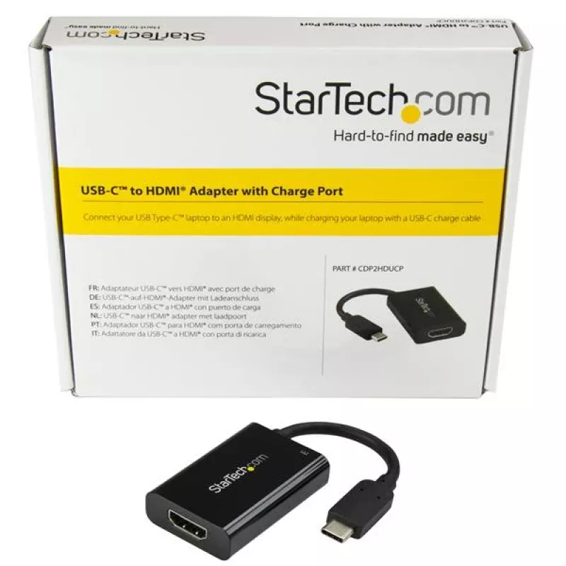 StarTech.com adattatore USB C a HDMI 2.0 con Power Delivery - convertitore video USB Type-C a HDMI 4K 60Hz - porta di ricarica passante PD 60W - compatibile Thunderbolt 3 - nero