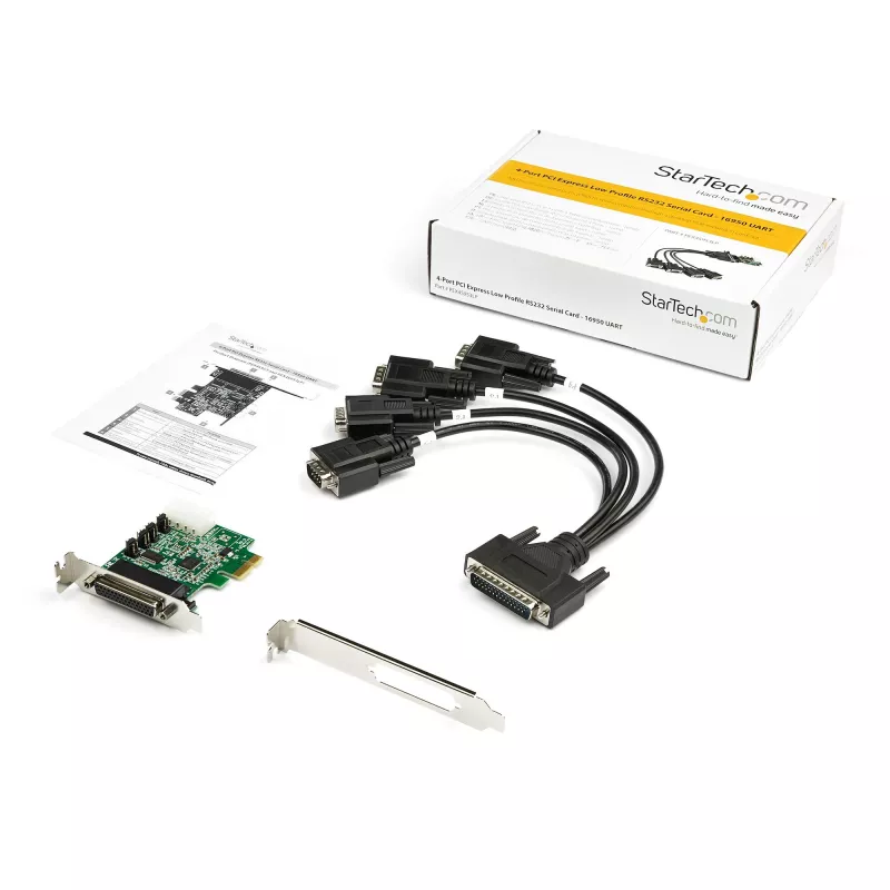 StarTech.com scheda adattatore seriale RS232 PCI Express a 4 porte – scheda host seriale PCIe RS232 – PCIe a seriale DB9 – UART 16950 – scheda di espansione low-profile – Windows/Linux – TAA
