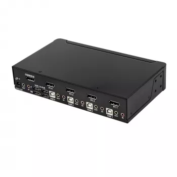 StarTech.com switch KVM DisplayPort a 4 porte – 4K 60 Hz – schermo singolo – switch KVM DP 1.2 UHD dual-port USB con hub USB 2.0 integrato e audio – Dell, HP, Apple, Lenovo – conforme TAA