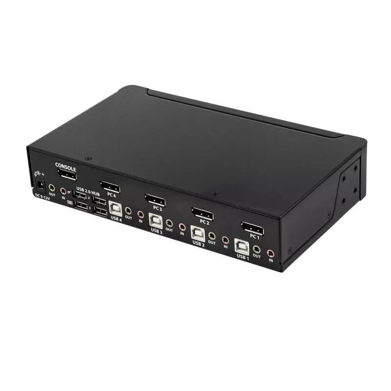 StarTech.com switch KVM DisplayPort a 4 porte – 4K 60 Hz – schermo singolo – switch KVM DP 1.2 UHD dual-port USB con hub USB 2.0 integrato e audio – Dell, HP, Apple, Lenovo – conforme TAA