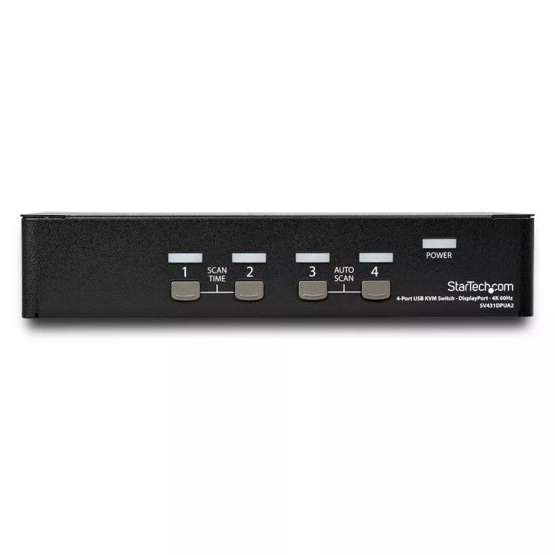 StarTech.com switch KVM DisplayPort a 4 porte – 4K 60 Hz – schermo singolo – switch KVM DP 1.2 UHD dual-port USB con hub USB 2.0 integrato e audio – Dell, HP, Apple, Lenovo – conforme TAA