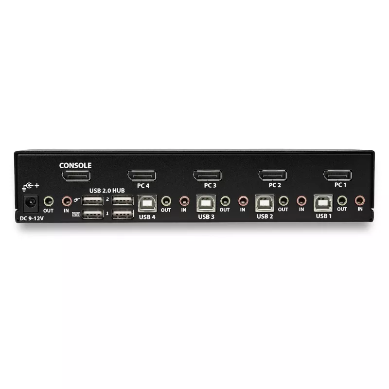 StarTech.com switch KVM DisplayPort a 4 porte – 4K 60 Hz – schermo singolo – switch KVM DP 1.2 UHD dual-port USB con hub USB 2.0 integrato e audio – Dell, HP, Apple, Lenovo – conforme TAA