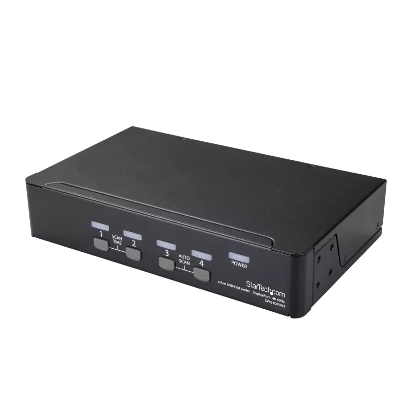 StarTech.com switch KVM DisplayPort a 4 porte – 4K 60 Hz – schermo singolo – switch KVM DP 1.2 UHD dual-port USB con hub USB 2.0 integrato e audio – Dell, HP, Apple, Lenovo – conforme TAA