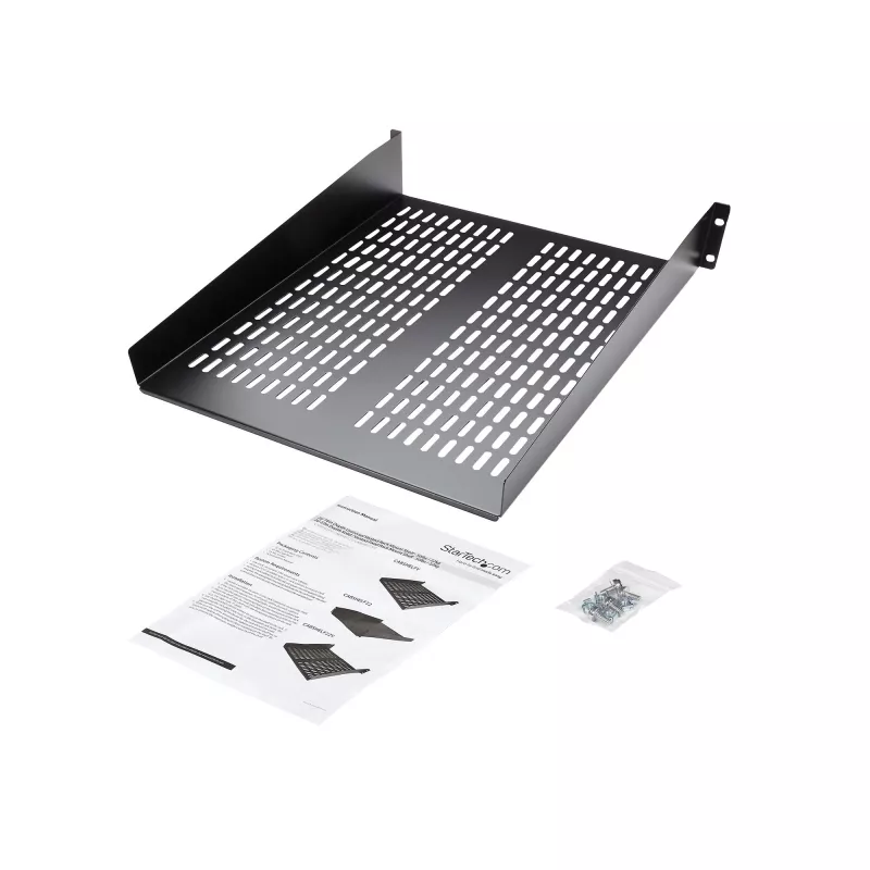 StarTech.com CABSHELF22V ripiano fisso ventilato 2U per rack server, 19″, profondità 22″ (55,9 cm), fino a 22 kg, acciaio, nero