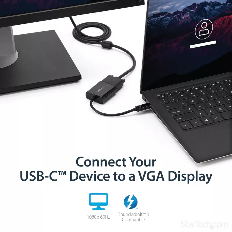StarTech.com adattatore USB-C a VGA - nero - 1080p - convertitore video per il tuo MacBook Pro - dongle USB C a VGA - versione aggiornata CDP2VGAEC