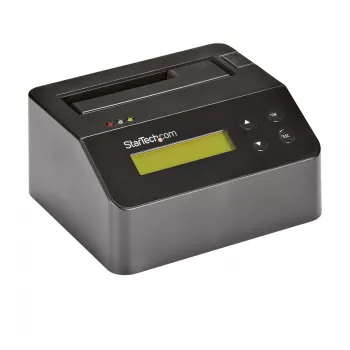 StarTech.com cancellatore di dischi a singolo vano, sanificatore HDD/SSD standalone, USB 3.0 a SATA II (3 Gbit/s), 9 modalità di cancellazione, display LCD, dock sanificatore per cancellazione sicura dei dischi, porta stampante DB-9, conforme TAA