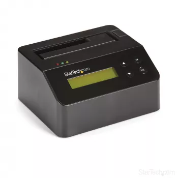 StarTech.com cancellatore di dischi a singolo vano, sanificatore HDD/SSD standalone, USB 3.0 a SATA II (3 Gbit/s), 9 modalità di cancellazione, display LCD, dock sanificatore per cancellazione sicura dei dischi, porta stampante DB-9, conforme TAA