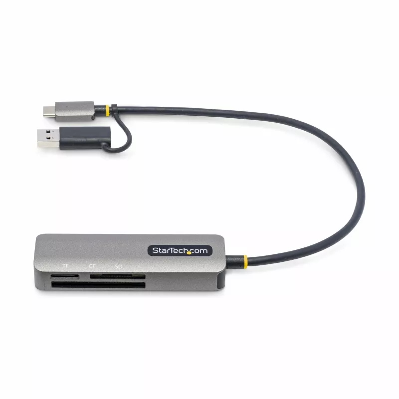 StarTech.com FCREADMICRO3V2 lettore di schede di memoria multimediale USB 3.0, SD/microSD/CompactFlash, USB-C con adattatore USB-A, 5 Gbps