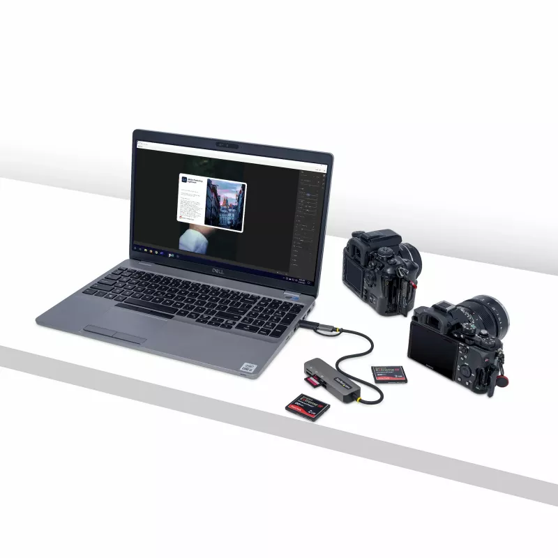 StarTech.com FCREADMICRO3V2 lettore di schede di memoria multimediale USB 3.0, SD/microSD/CompactFlash, USB-C con adattatore USB-A, 5 Gbps