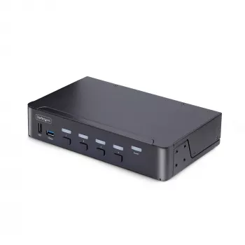 StarTech.com switch KVM DisplayPort a 4 porte, 8K 60Hz / 4K 144Hz, singolo display, DP 1.4, 2 porte USB 3.0, 4 porte USB 2.0 HID, commutazione a pulsante e hotkey, conforme TAA - indipendente dal sistema operativo, case in metallo