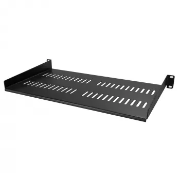 StarTech.com ripiano per rack server 1U – ripiano universale ventilato con braccio a sbalzo per armadio e case di rete da 19 pollici – robusto in acciaio – portata 20 kg – ripiano profondo 10 pollici, nero