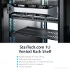 StarTech.com ripiano per rack server 1U – ripiano universale ventilato con braccio a sbalzo per armadio e case di rete da 19 pollici – robusto in acciaio – portata 20 kg – ripiano profondo 10 pollici, nero