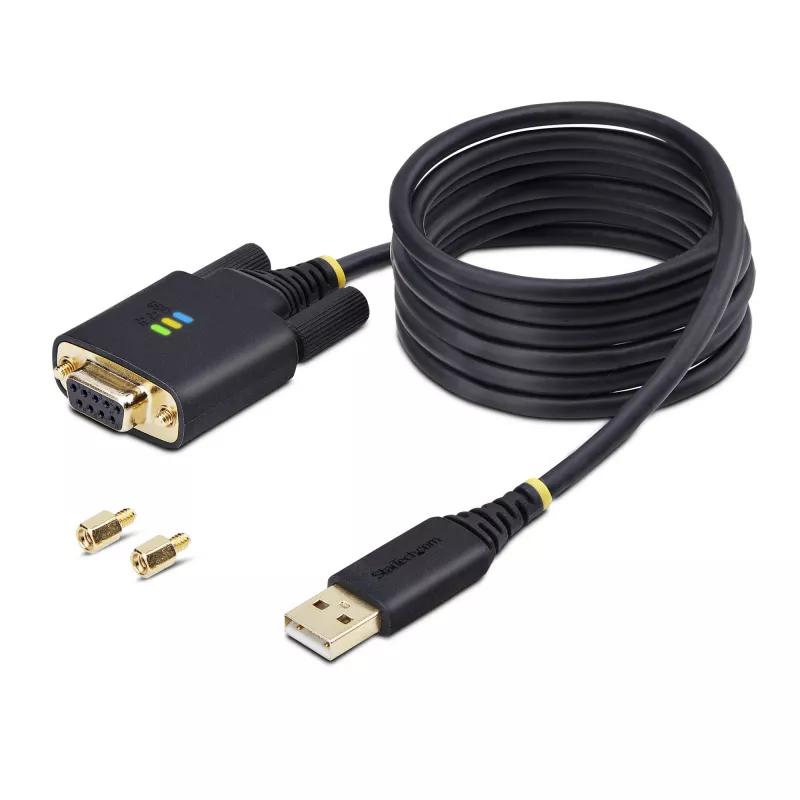 StarTech.com cavo adattatore seriale USB a null modem da 2 m, memoria COM, FTDI, USB-A a DB9 RS232, viti/dadi DB9 sostituibili, Windows/macOS/Linux