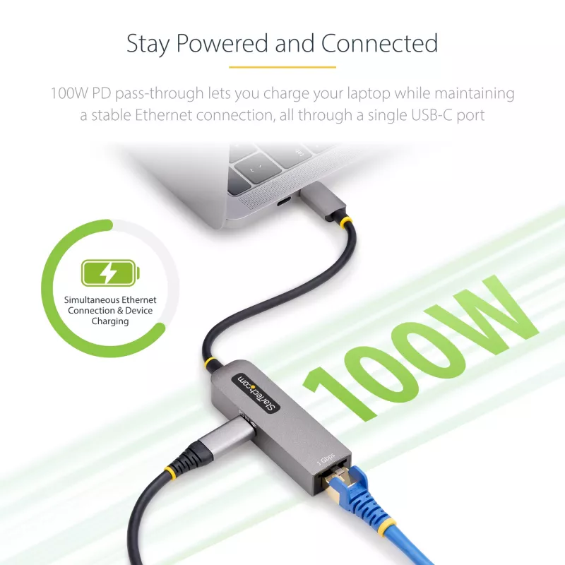 StarTech.com adattatore USB-C a Ethernet, NIC, 100W PD pass-through, adattatore di rete multi-speed USB 3.0 Type-C 1 Gbit/s, compatibile Thunderbolt, Windows & Mac
