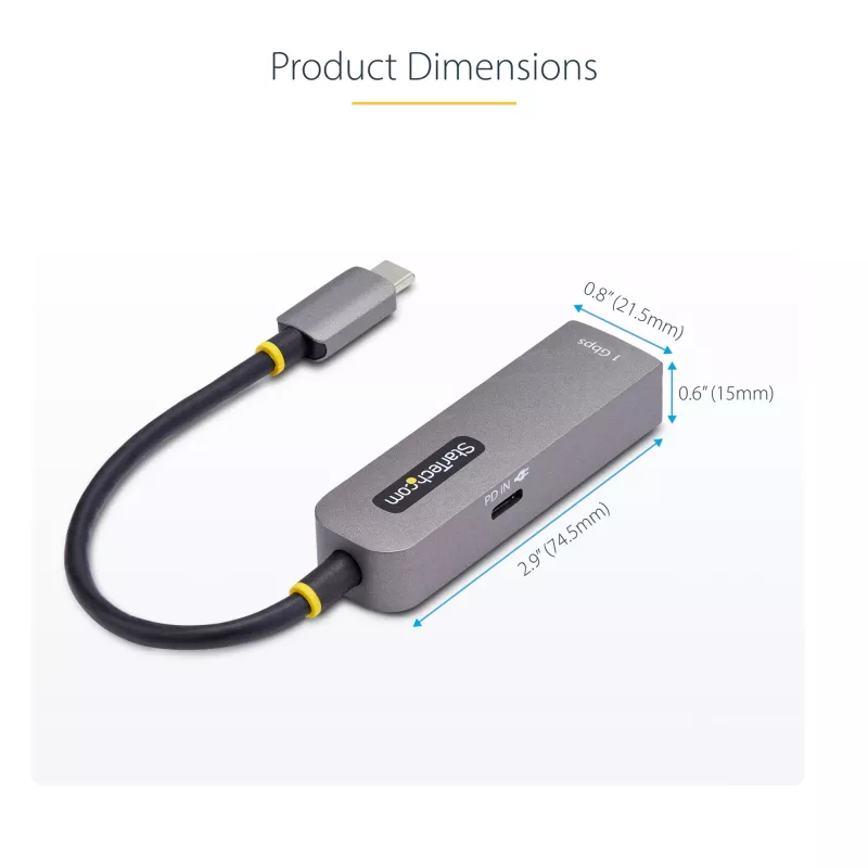 StarTech.com adattatore USB-C a Ethernet, NIC, 100W PD pass-through, adattatore di rete multi-speed USB 3.0 Type-C 1 Gbit/s, compatibile Thunderbolt, Windows & Mac