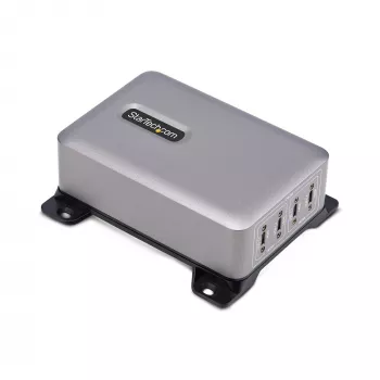 StarTech.com caricabatterie USB-C multi-dispositivo 4 porte, 240W totali, porta singola 140W EPR, PD 3.1, porte con blocco a vite, sale riunioni, supporto incl. per montaggio a parete