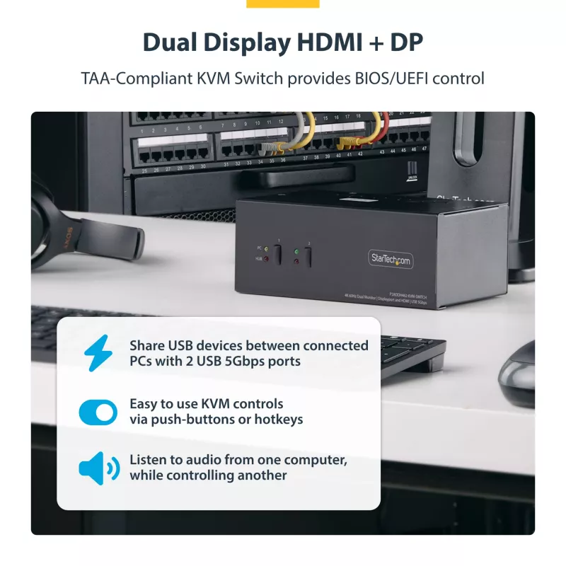 StarTech.com P2ADDH462-KVM-SWITCH switch KVM nero