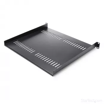 StarTech.com ripiano rack server 1U – vassoio a sbalzo universale ventilato per rack e armadio apparecchiature di rete 19 pollici – acciaio ad alta portata – capacità 44lb/20kg – ripiano profondo 16 pollici, nero