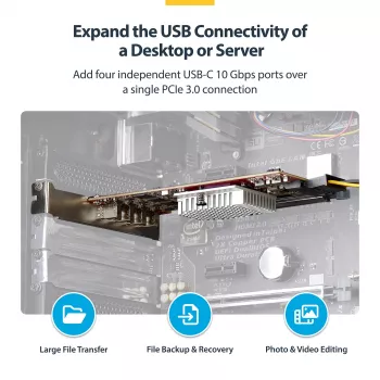 StarTech.com scheda PCIe USB Type-C 4 porte, USB 3.2 10Gbps, scheda di espansione USB-C PCI Express, 4 controller USB indipendenti, Windows/Linux/macOS, conforme TAA