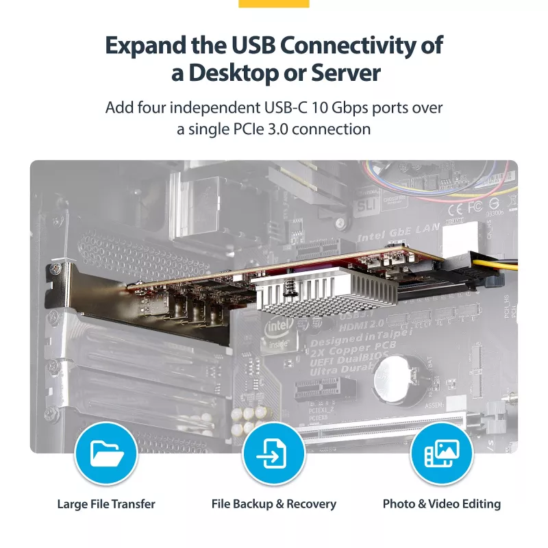 StarTech.com scheda PCIe USB Type-C 4 porte, USB 3.2 10Gbps, scheda di espansione USB-C PCI Express, 4 controller USB indipendenti, Windows/Linux/macOS, conforme TAA