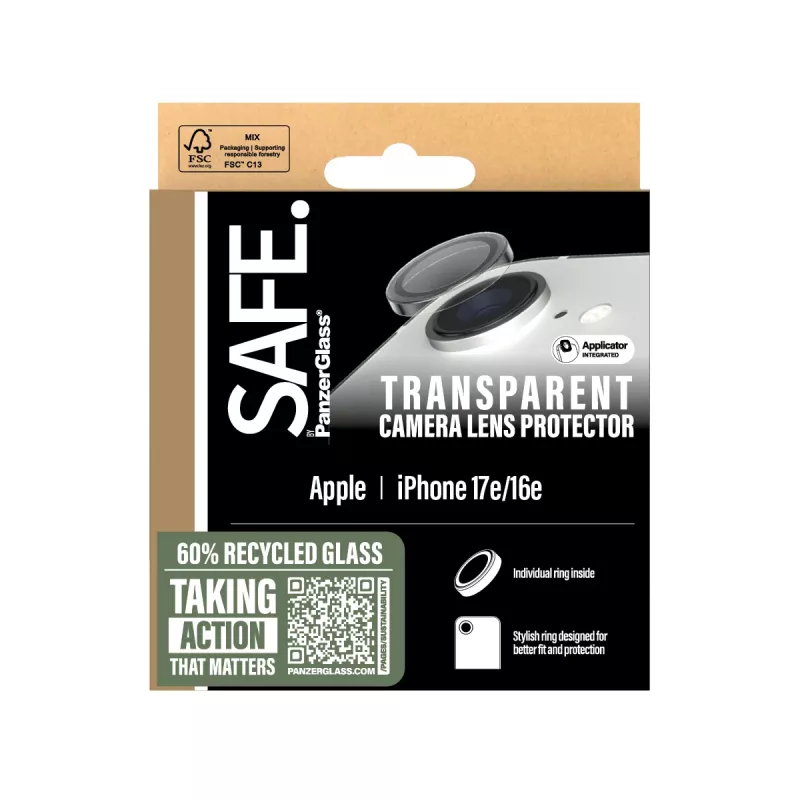 PanzerGlass SAFE. by ® protezione lenti fotocamera trasparente iPhone 17e | 16e
