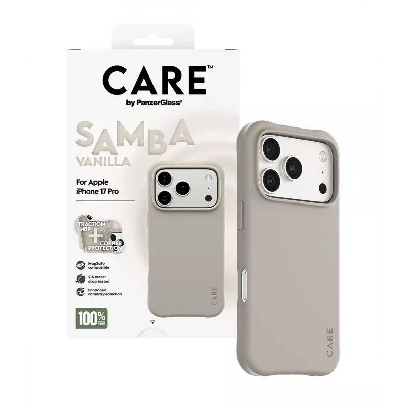 Cover PanzerGlass CARE by custodia alla moda Samba Vanilla compatibile MagSafe iPhone 17 Pro