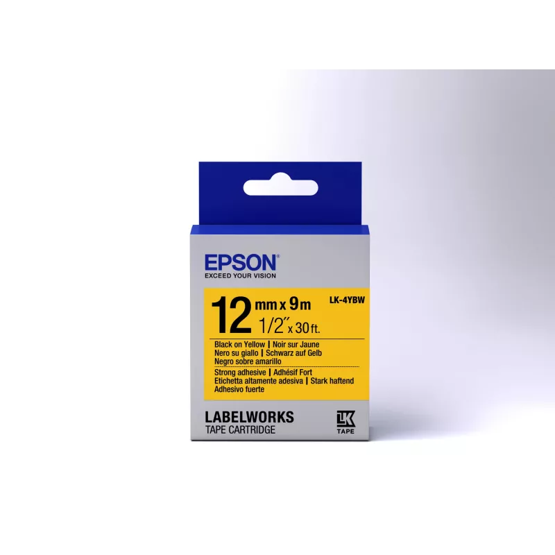 Cartuccia etichetta Epson Strong Adhesive LK-4YBW nero/giallo 12 mm (9 m)