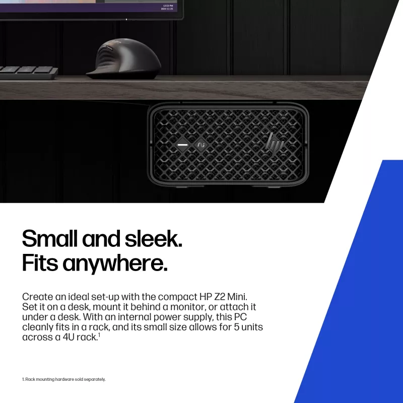 HP Z2 G1a Copilot+ PC AMD Ryzen AI Max PRO 390 32 GB LPDDR5x-SDRAM 1 TB SSD Windows 11 Pro Mini PC workstation AI workstation, AI PC nero