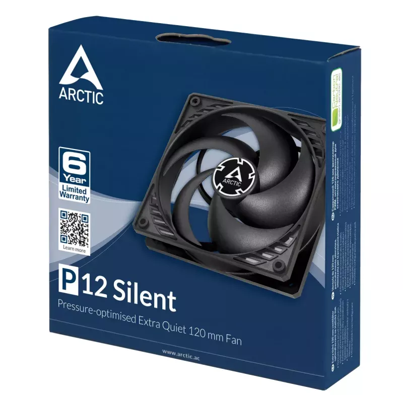ARCTIC P12 Silent – ventola da 120 mm ottimizzata per la pressione, extra silenziosa