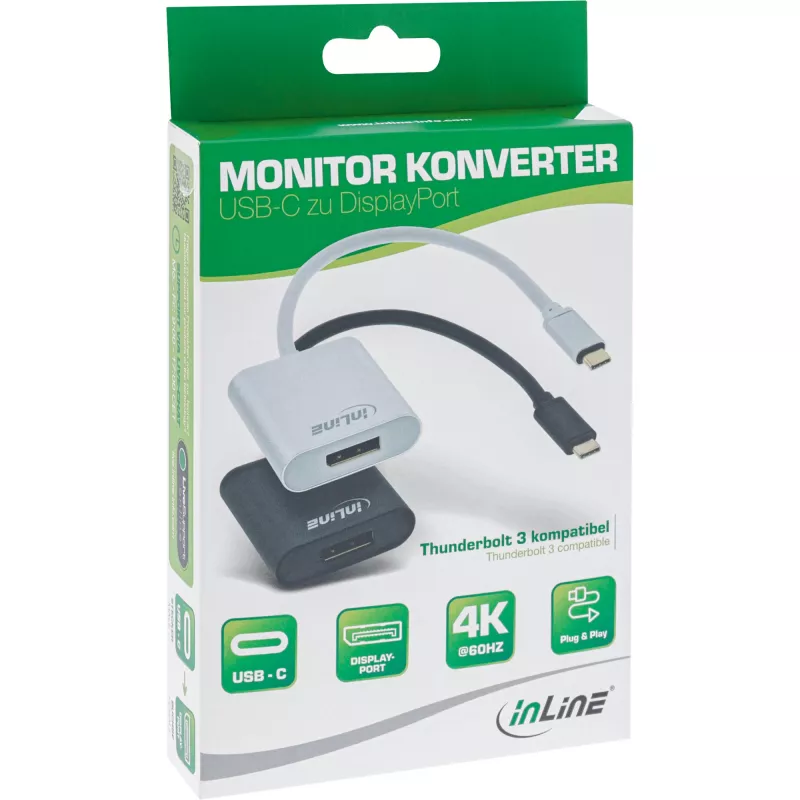 Adattatore display USB InLine 64102B connettore maschio USB-C su DisplayPort 4K/60Hz