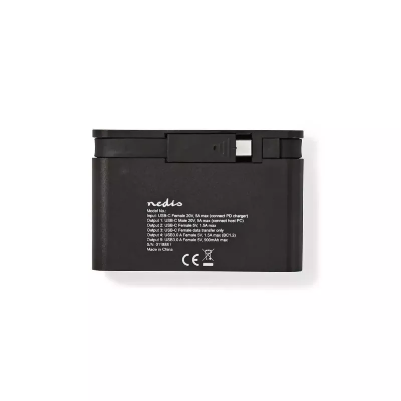 Hub USB Nedis TCARF250BK USB 3.2 Gen 1 Type-C nero