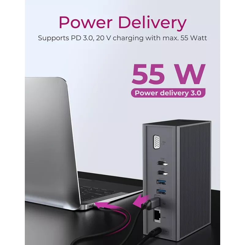 ICY BOX IB-DK2262AC con filo USB 3.2 Gen 1 (3.1 Gen 1) Type-C antracite